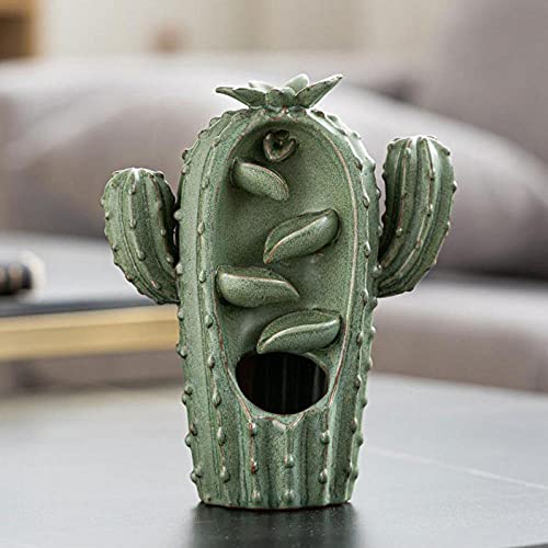 Joli brûleur d'encens à refoulement en Forme de Cactus - en céramique Verte - Porte-encens en Forme de Cascade - pour décoration d'intérieur
