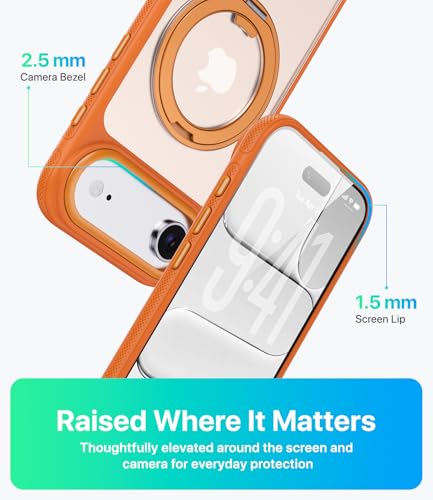 Image of for iPhone Air Case, Compatible with MagSafe, Slim Shockproof Military-Grade Rugged Protective Case with Stand, Camera Control, Comfort Grip (D-Orange, iPhone Air)