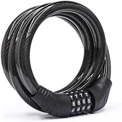 LEQISMART Bike Lock Cable with Combination, 4 Digit Resettable Combination Cable Lock, for Electric Scooter A8, 4 Feet Black