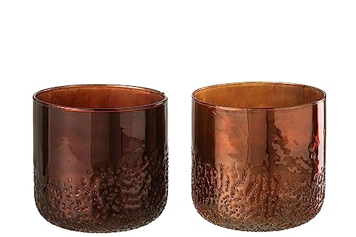 J-Line photophore Miroir - Verre - cuivre/Rouge - Medium - 2 pcs