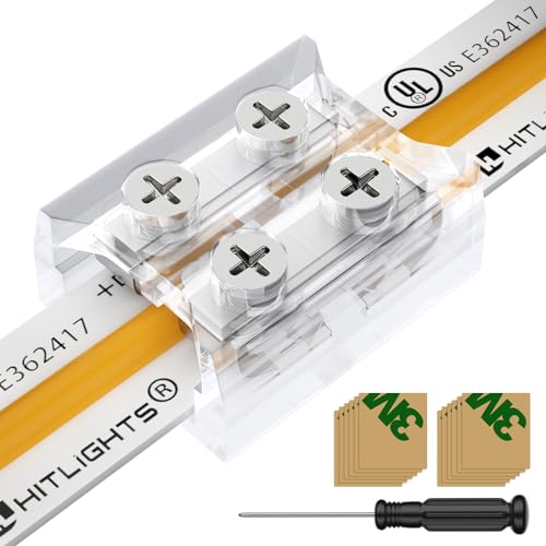 HitLights - HitLights 12 Pack LED Connector 2 Pin 8mm Solderless LED Tape Light Connector Transparent LED Strip Light Connectors with Screwdriver Strip to Strip for 12V 24V Single Color LED Light Strip