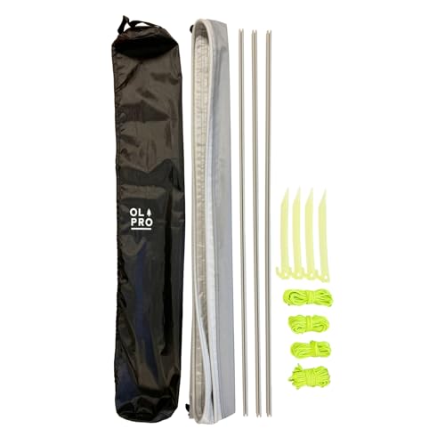 OLPRO Magnetic Drive-Away Kit 270 cm Magnetic Awning Attachment Strip with Figure-of-8 Channels & Guy Lines Fast Campervan Awning Adapter for Vehicles without Rails