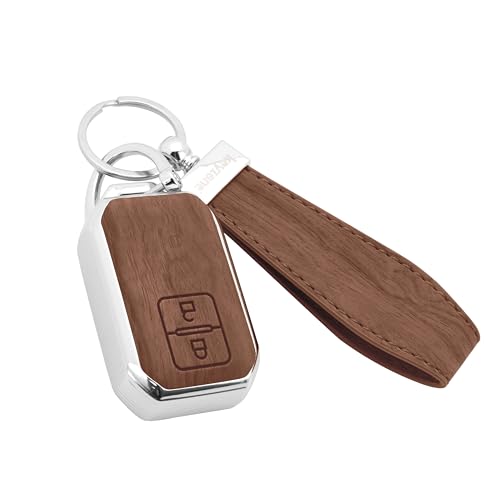 keyzone Woodgrain TPU Key Cover & Keychain fit for Victoris, Suzu...