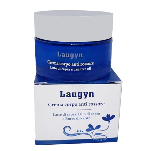 Crema corporal antirojeces, 50 ml Laugyn, Leche de Cabra, Aceite de árbol de té, Aloe Vera, Aceite de almendras dulces, de Oliva, y de Coco; Manteca de Karité, aceites esenciales de Lavanda, Geranio.