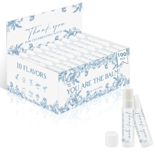 Image of 100 Pack Moisturizing Lip Balms in Bulk Blue Flower Wedding Gifts Reception Ideas Party Favors Thank You For Celebrating With Us Baby Shower Birthday Gift You Are The Balm Beeswax Something Blue