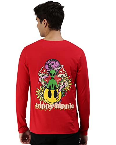 Image of Veirdo Pure Cotton Full Sleeves Round Neck Cool & Stylish Graphic Printed T-Shirt for Men & Boys