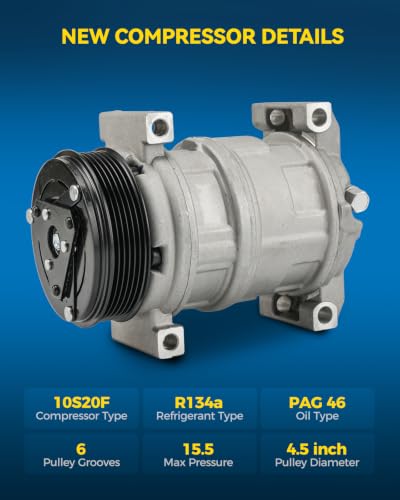 Image of PHILTOP Air Conditioner AC Compressor for Silverado 1500 2003-2013 4.3L,Sierra /Silverado 2500 HD 03-10 6.6T,Express 1500 /2500 /3500 08-09,Silverado /Sierra 3500 HD 07-10 6.6T,Sierra 1500 03-13 4.3L