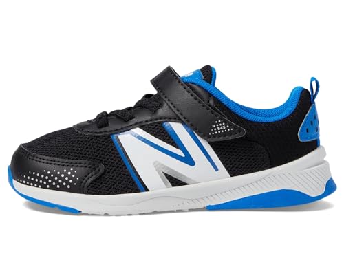 Image of New Balance Kid's Dynasoft 545 V1 Bungee Lace with Top Strap Running Shoe, Black /Blue Oasis, 4 W Infant
