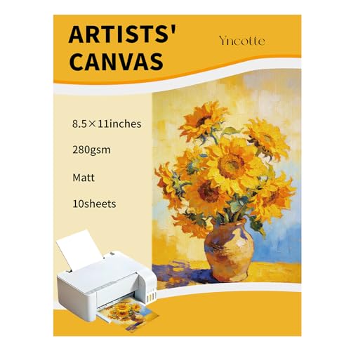 Yncotte 10Pcs Fabric Print Sheets for Inkjet Printers, 8.5x11' Bright...