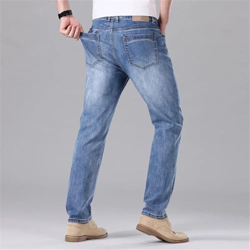 Men's Thin High Waist Pencil Pants Casual Business Jeans3