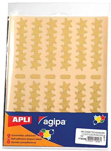 Apli-agipa Sticker Stella in fogli 288 pezzi Oro e...