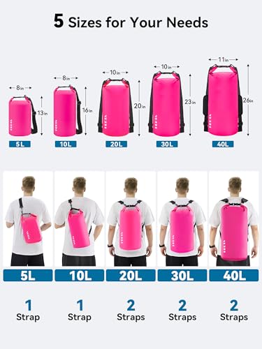 Image of HEETA Waterproof Dry Bag for Women Men, 5L /10L /20L /30L /40L Roll Top Lightweight Dry Storage Bag Backpack with Emergency Whistle for Travel, Kayaking, Boating, Camping, Beach, Cruise Ship Essentials