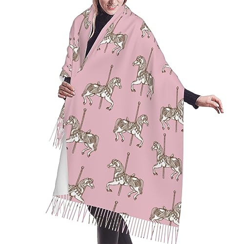 Carousel Pink Women's Warm Scarf Comfortable Long Shawl Winter Soft Blanket Scarf
