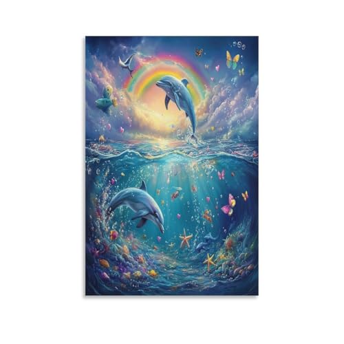 Impression sur toile dauphin decoration murale pour chambre et salon moderne