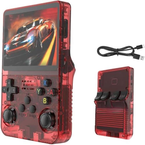 Image of R36S Retro Handheld Game Console With 64G 3.5 Inch IPS Screen Built-In 20000+ Classic Games Open Source Linux System Portable Pocket Video Player With 3200Mah Battery (Transparent Red)