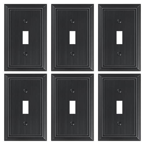 6-Pack Beadboard Bamboo Fiber Single Toggle Light Switch Cover Plate