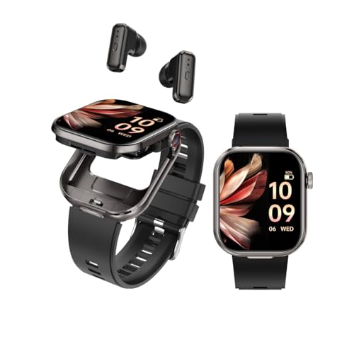 Rainbuvvy Smart Watch with Earbuds for Men Women, Bluetooth Calling can Answer and Make Calls, 2.02'' Sports Fitness Tracker with Heart Rate/Sleep/Blood Presure Monitor, for Android iOS Phone (Black) Rainbuvvy Smart Watch with Earbuds for Men Women, Bluetooth Calling can Answer and Make Calls, 2.02'' Sports Fitness Tracker with Heart Rate/Sleep/Blood Presure Monitor, for Android iOS Phone (Black)