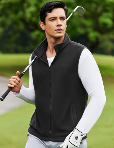 COOFANDY Men's Polar Fleece Vest Lightweight Sleeveless Zip Up Jacket Casual Outerwear Outdoor Golf Vests3