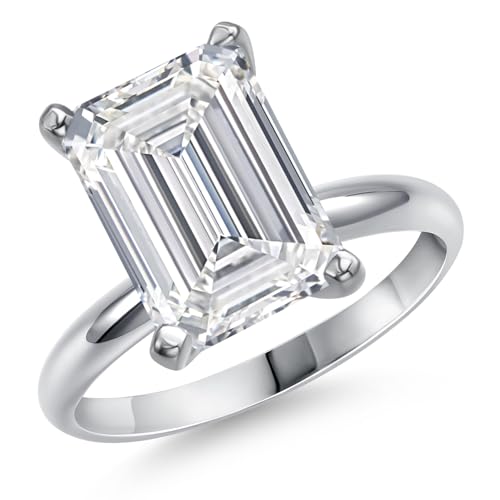 Gem Stone King 1-5 Cttw 14K Gold IGI Certified White Lab Grown Diamond Solitaire Engagement Ring For Women | Emerald Cut | E-F Color | VS1-VS2 Clarity | Available In Size 5, 6, 7, 8, 9
