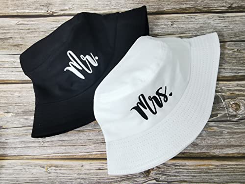 Mr And Mrs Bucket Hats For Couples, Embroidered Bride Groom Matching Hats, Embroidery Summer Beach Hats, Newlywed Honeymoon Wedding Gift #TOP5