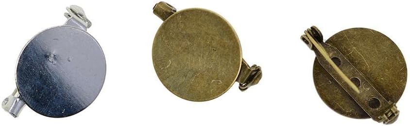 100 Pieces DIY Blank Cabochon Brooch Base Settings - Create Your Own Unique Jewelry and Accessories - Perfect for Small Stones and Crystals - Bronze and Silver - for Crafters and