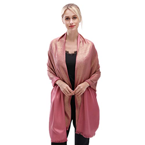 Image of LMVERNA Women's Sparkling Metallic Soft Pashmina Shawls and Wraps Scarf in Solid Colors