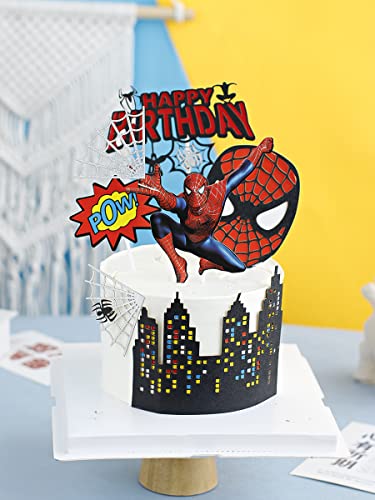 Ekate Spider Superhero Birthday Cake Toppers Adults Kids Hero Movie Themed Party Supplies #TOP1