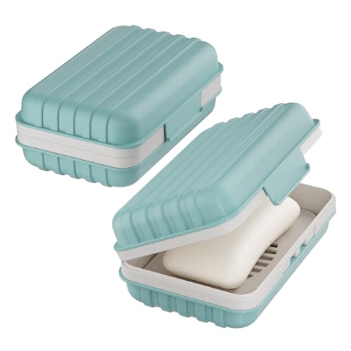 Quatish Leakproof Bar Soap Holder Dish with Lid for Shower, Portable Travel Soap Case Box for Gym...