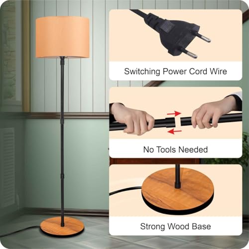 Image of Rellon Floor Lamp for Living Room with Decorative Metal Floor Lamp Standing Home Decoration Floor JuteLamp Shade Reading for Bedroom, Office,Kitchen (A2)