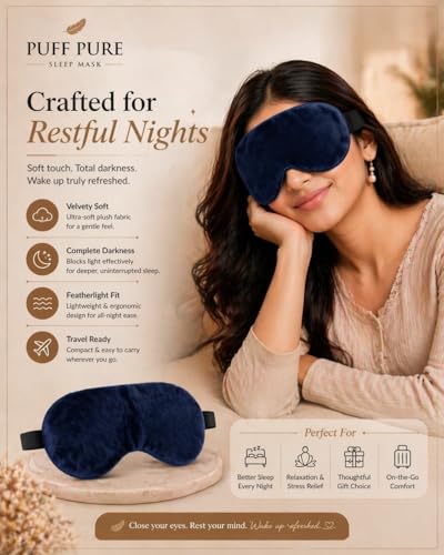 Image of Travelling Sleep Mask Light Blocking Sleeping Eye Mask With Elastic Strap For Deep Sleep, Travel, Meditation, Nap, Airplane And Office Rest Use Blind Fold For Comfortable Sleeping [Blue] (Pack Of 2)