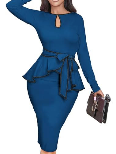 Image of Women's Bodycon Vintage Dresses Elegant Peplum Dresses for Women Business Work Office