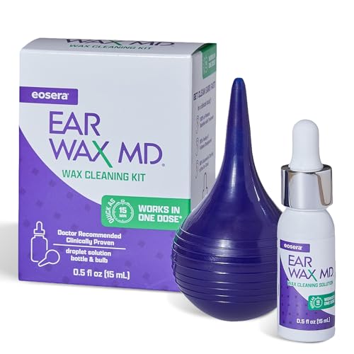 eosera Ear Wax MD Cleaning Kit - 15 mL - Earwax Dissolving Drops with Rinsing Bulb - Fast-Acting Ear Cleaning Kit - Ages 2+