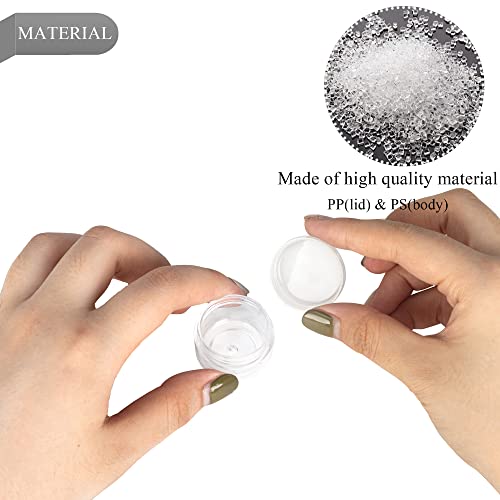25PCS 5 Gram Sample Containers, 5ml Empty Jars with Lids, Small Cosmetic Containers, Mini Sample Jars with 2PCS Mini Spatulas for Make Up, Oils, Lotion, Powder, Paint, Jewelry, Lip Balms(Clear Lid)3