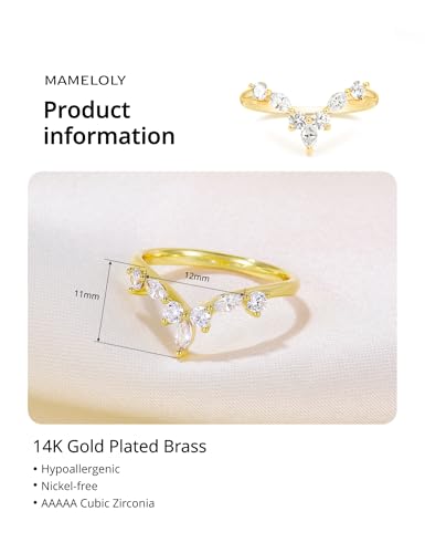 Mameloly Wedding Bands for Women Marquise & Round Shaped Stackable Cubic Zirconia CZ V Shape Curved Engagement Rings for Her Size 4-12 - Image 6