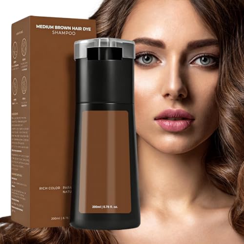 Hair Shampoo Care Hair Dye Shampoo Instant Hairs Dyes Shampoos 3 in 1 Instant Hairs Dyes Shampoos Permanent Ha/ir Dye Sham-poo for Men and Women Sham/poos Hair-dye (Medium Brown)