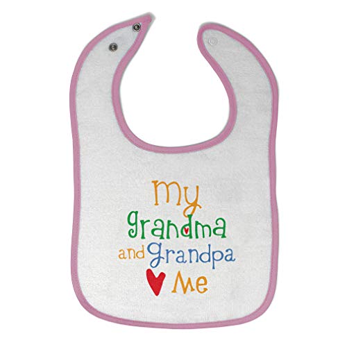 Cute Rascals Toddler & Baby Bibs Burp Cloths Grandparents My Grandpa and Grandma Loves Me Grandparents Cotton Baby Items for Baby Girl & Boy White Soft Pink Design Only