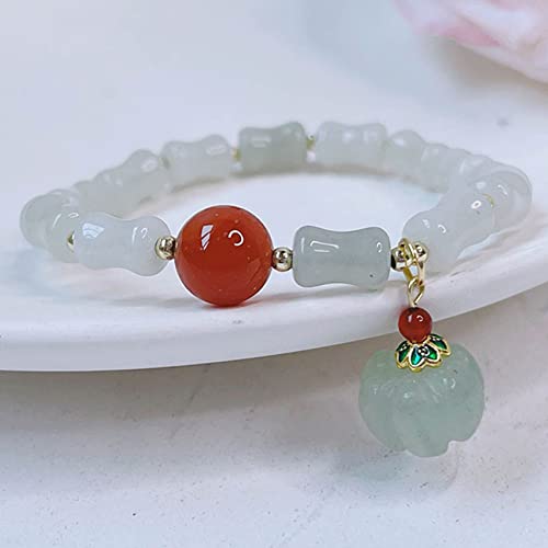 Pendentif citrouille en aventurine verte et perles de bambou pour harmoniser votre quotidien