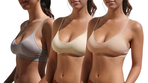 Image of Blue 55 Women's Bralette Wireless Padded Bra Top Sexy Everyday Basic Deep V-Neck