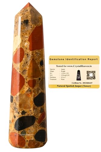 Image of Certified Spotted Jasper Crystal Tower Obelisk Point for Chakra, Healing and Balancing - AAA Grade Original Certified Gemstone Agate for Reiki Meditation Yoga Spiritual (2-3 Inches)
