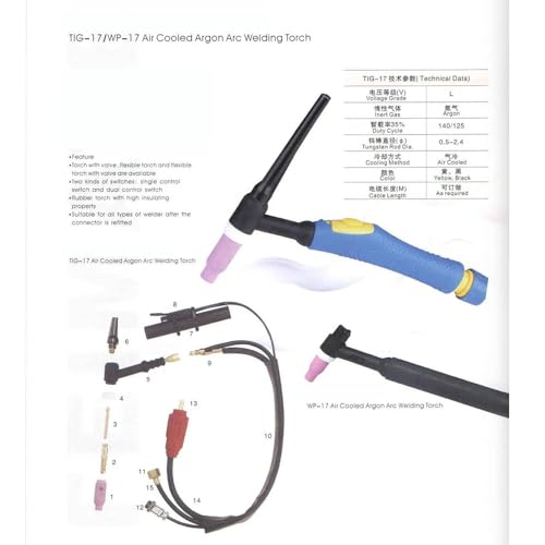 Torche TIG WP17 tête flexible pour soudage de précision SR17