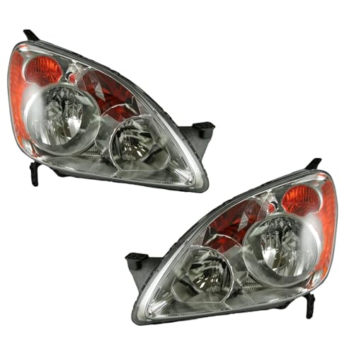 Image of TRQ 2 Piece Headlight Assembly Set Driver & Passenger Side Compatible with 2005-2006 Honda CR-V Japan Built HO2518107 HO2519107