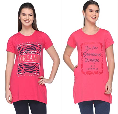 Image of In Love Women's Plus Size Cotton Printed T-Shirt with Pocket - Combo Pack of 2