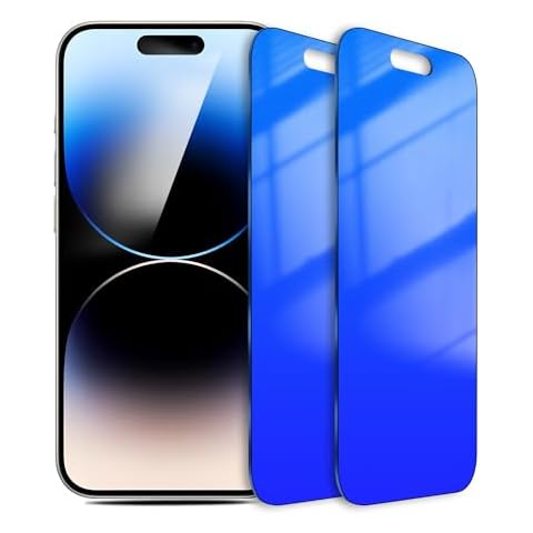 Westillux 2 Pack for iPhone 15 Privacy Screen Protector for iPhone 14 Pro , 25 Degree Anti Spy Anti-Blue Light Tempered Glass Blue Gradient with Easy Installation Shatterproof Case Friendly (6.1 inch Blue) Cover