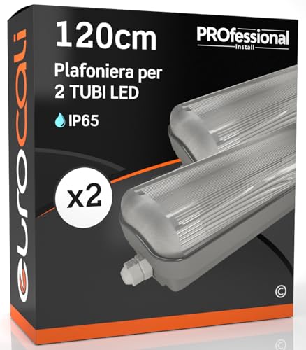 Eurocali 2 Plafoniere 120 cm per 2 Tubi LED (Non