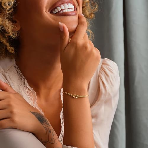 Infinity Love Knot Bracelets for Women Men 925 Sterling Silver Mother Daughter Friendship Couples Bracelets 14K Gold Plated Snake Chain Adjustable Teacher Bracelet Jewelry Birthday Christmas Gifts4