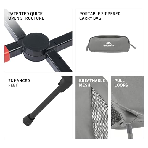 Image of Naturehike YL01 Snap Camping Chair, 1 Second Setup Frame, 441lb Capacity Camp Chair, Portable & Lightweight Backpacking Chair