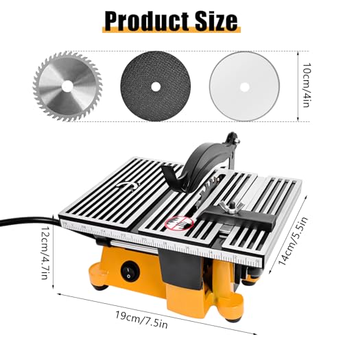 Image of Vevitts 4 inch Mini Table Saw, 60W 110V Portable Miter Saw Table Saw Bench Electric Cutting Machine for DIY Handmade Woodworking Crafts, Speed up to 4500rpm, max cut depth 15 mm