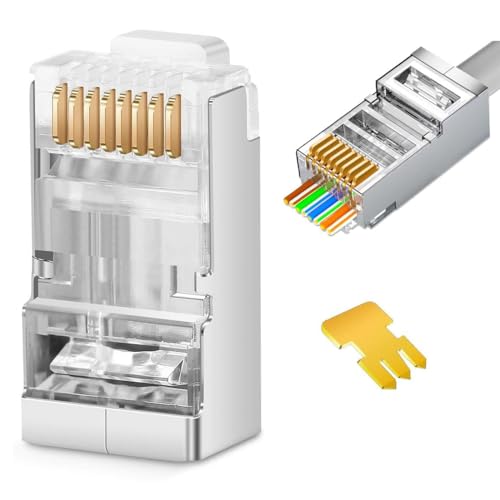 X spring Pass Through Connectors, 100PCS Wire Connector with Easy to Install, 22.4x11.68x8mm RJ45 Connectors for Cat 5e, Cat 6, 8 Gauge Wire, Ideal for Home Networking, Gaming PC