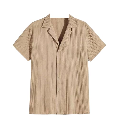 Image of Men's Relaxed Fit Striped Short Sleeve Button-Down Casual Shirt