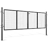 Aopunly Puerta de jardín de metal de 300 x 100 cm, robusta puerta de valla para valla de jardín